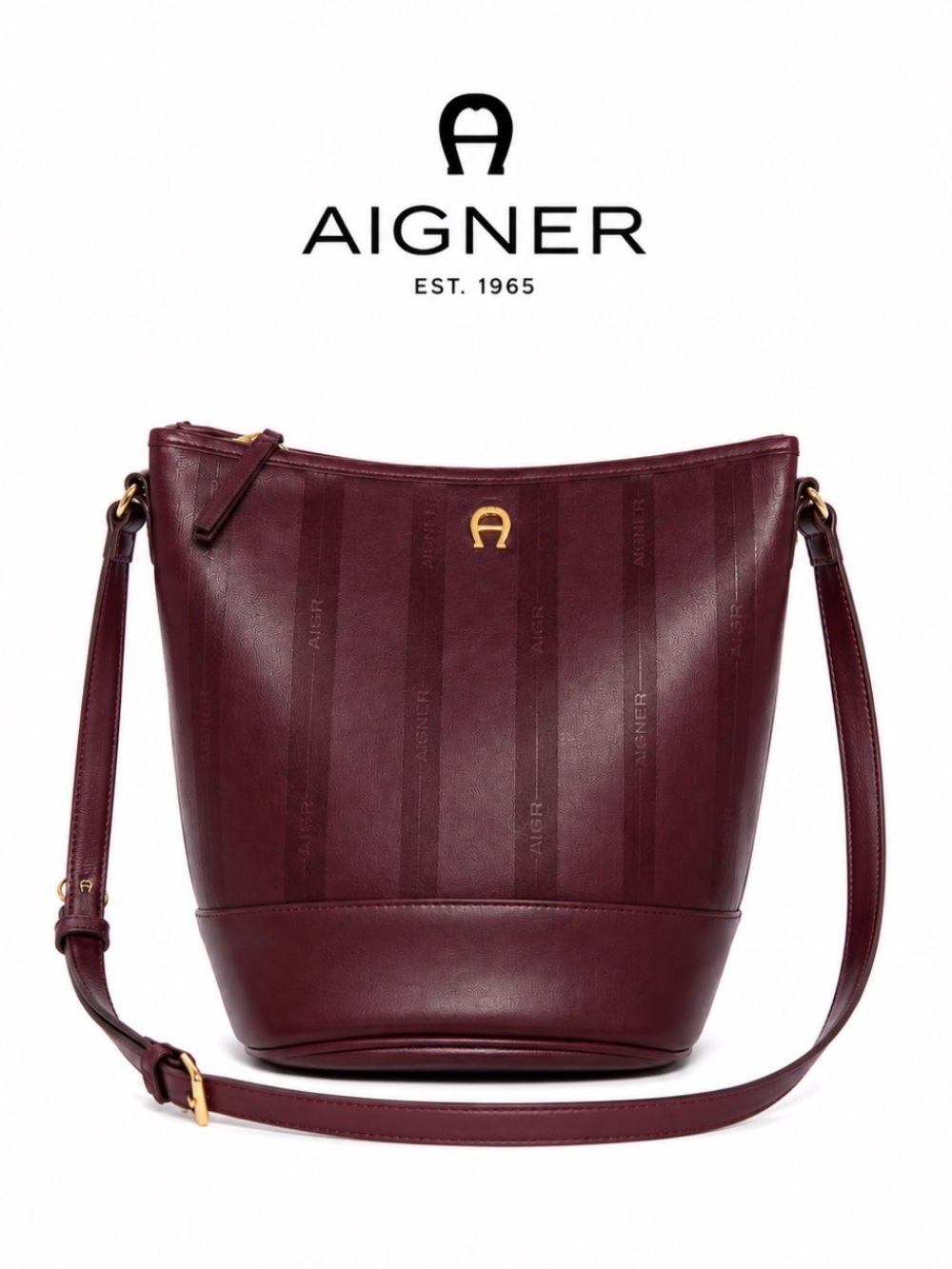 Etienne Aigner Burgundy Leather Bucket Shoulder Bag